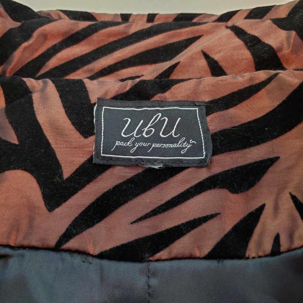 Ubu Sz L Flocked Zebra Print Button Front Jacket … - image 5